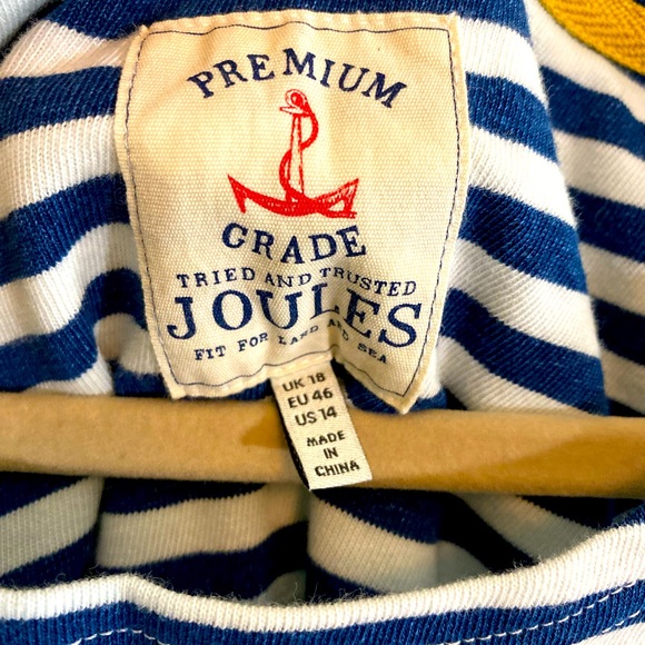 Joules size 14 cotton striped navy white dress - Picture 3 of 3